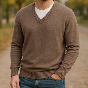 Old Navy XXL Brown V-Neck Sweater – Classic Long Sleeve Pullover
